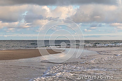 Waves of Skagerrak and Kattegat meeting at Grenen, Skagen, the north point of Denmark. Stock Photo