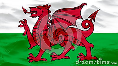 Waves Texture On Wales Flag Stock Photo