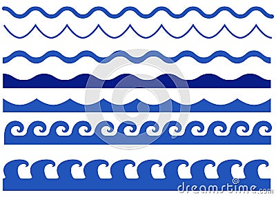 Waves vector set isolated Vector Illustration
