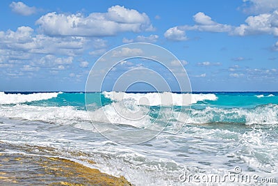 the waves view of Agebah Beach at Marsa Matrouh Egypt Stock Photo