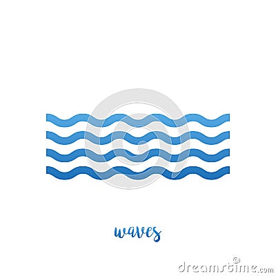 Waves water icon, in line on a white background Stock Photo