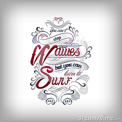 Wavew and surf typography design Vector Illustration