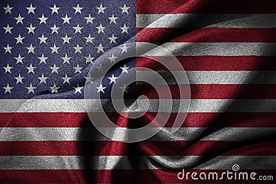 Wavey dark close-up american flag Stock Photo