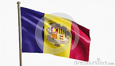 Waving Andorra Flag. Flag Isolated On A White Background Stock Photo