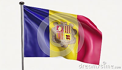 Waving Andorra Flag. Flag Isolated On A White Background Stock Photo