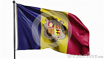 Waving Andorra Flag. Flag Isolated On A White Background Stock Photo