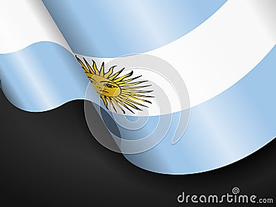 Waving Argentina flag on black Vector Illustration