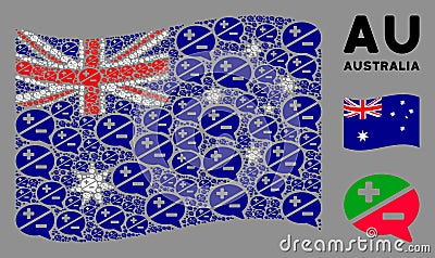 Waving Australia Flag Collage of Arguments Icons Vector Illustration