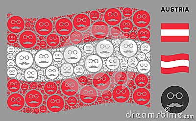 Waving Austria Flag Composition of Pension Smiley Items Vector Illustration