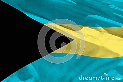 Waving Bahamas flag for using as texture or background, the flag is fluttering on the wind Stock Photo