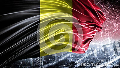 Waving Belgium Flag. Stock Photo