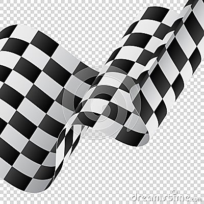 Waving checkered flag on transparent background. Racing flag. Vector illustration. Stock Photo