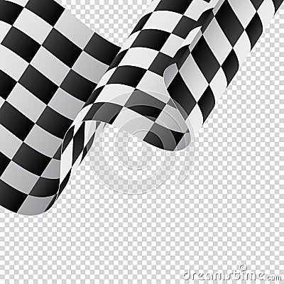 Waving checkered flag on transparent background. Racing flag. Vector illustration. Stock Photo