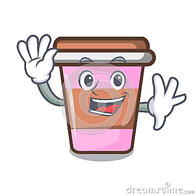 Waving coffee cup character cartoon Vector Illustration