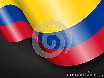 Waving Colombia flag on black Vector Illustration