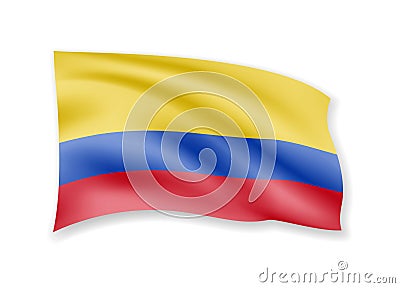 Waving Colombia flag on white. Flag in the wind Cartoon Illustration