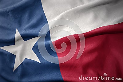 Waving colorful flag of texas state. Stock Photo