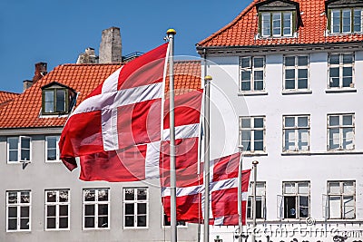 Waving Danish flag Stock Photo