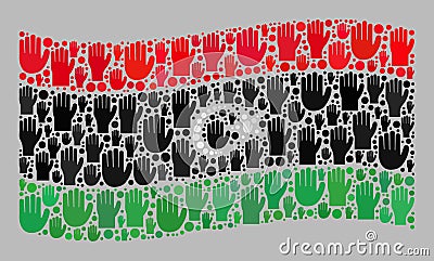 Waving Electoral Libya Flag - Collage of Raised Up Electoral Palms Vector Illustration