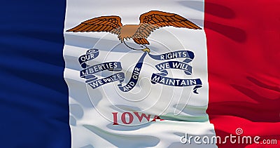 Waving Fabric Flag of Iowa, 3d illustration Cartoon Illustration