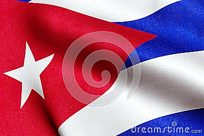 Waving fabric texture of the flag of cuba, real texture color red blue and white of cuban flag, communist dictatorship Stock Photo