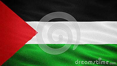 Waving Fabric Texture Of Palestine National Flag Background Stock Photo