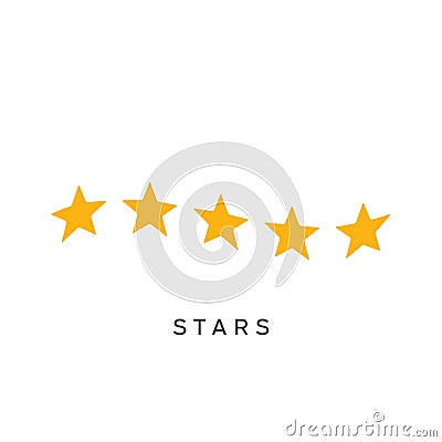 Waving five stars rating symbol. Vector Illustration