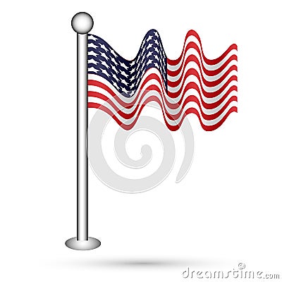 Waving flag of america. Vector illustration for your design. Cartoon Illustration