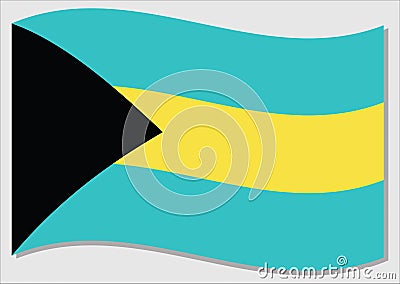 Waving flag of Bahamas vector graphic. Waving Bahamian flag illustration. Bahamas country flag wavin in the wind is a symbol of Vector Illustration