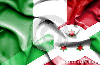 Waving flag of Burundi and Italy Stock Photo