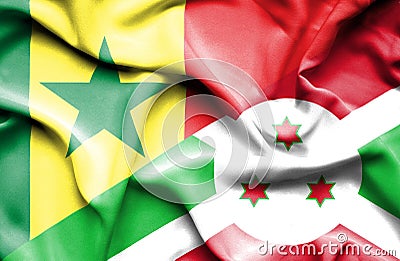 Waving flag of Burundi and Senegal Stock Photo