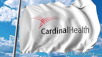 Waving flag with Cardinal Health logo. Editoial 3D rendering Editorial Stock Photo