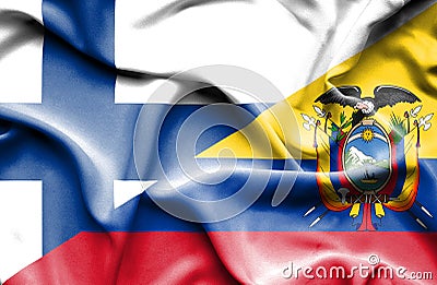 Waving flag of Ecuador and Finland Stock Photo