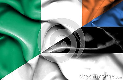 Waving flag of Estonia and Ireland Stock Photo