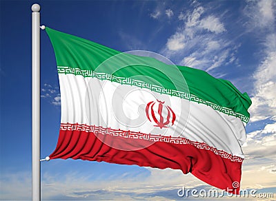 Waving flag Iran of on flagpole Stock Photo