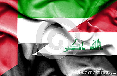 Waving flag of Iraq and United Arab Emirates Stock Photo