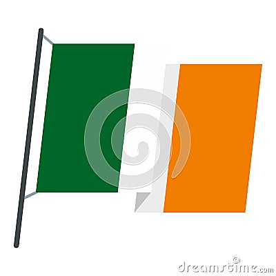 Waving flag of Ireland icon isolated Vector Illustration