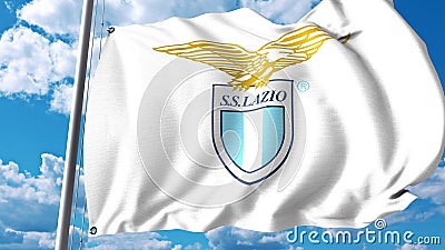 Waving Flag With Lazio Football Club Logo 4k Editorial Clip Stock Footage Video Of Soar Game