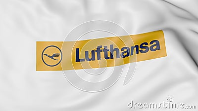 Waving flag of Lufthansa editorial 3D rendering Editorial Stock Photo