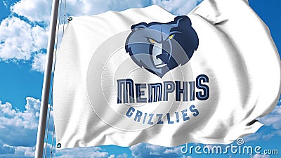 Waving flag with Memphis Grizzlies professional team logo. Editorial 3D rendering Editorial Stock Photo