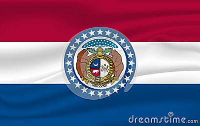 Waving flag of Missouri Cartoon Illustration