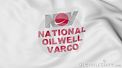 Waving flag with National Oilwell Varco logo. Editorial 3D rendering Editorial Stock Photo