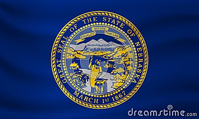 Waving flag of Nebraska. Vector illustration Vector Illustration