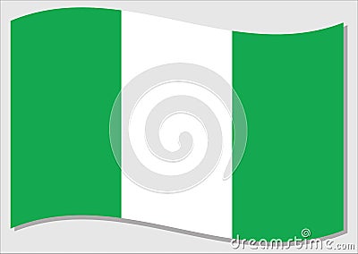 Waving flag of Nigeria vector graphic. Waving Nigerian flag illustration. Nigeria country flag wavin in the wind is a symbol of Vector Illustration