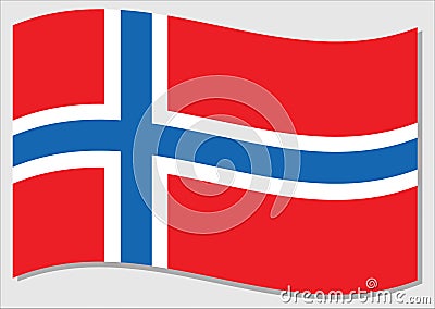 Waving flag of Norway vector graphic. Waving Norwegian flag illustration. Norway country flag wavin in the wind is a symbol of Vector Illustration