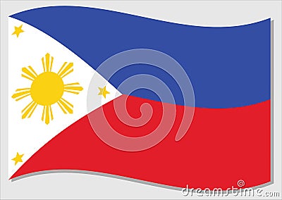 Waving flag of Philippines vector graphic. Waving Filipino flag illustration. Philippines country flag wavin in the wind is a Vector Illustration
