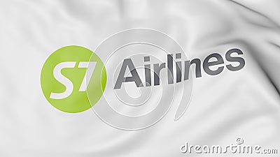 Waving flag of S7 Airlines editorial 3D rendering Editorial Stock Photo