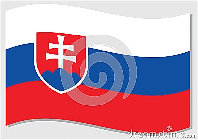 Waving flag of Slovakia vector graphic. Waving Slovak flag illustration. Slovakia country flag wavin in the wind is a symbol of Vector Illustration