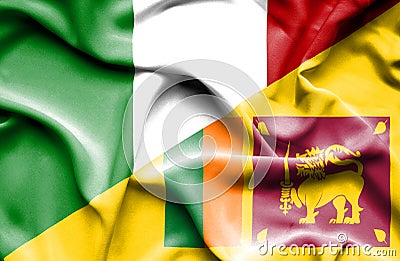 Waving flag of Sri Lanka and Italy Stock Photo