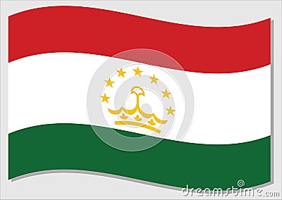 Waving flag of Tajikistan vector graphic. Waving Tajikistani flag illustration. Tajikistan country flag wavin in the wind is a Vector Illustration